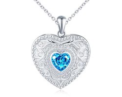 Zilveren Foto Ketting 925 met Kristallen Medaillon - Gepersonaliseerd Sieraad voor Vrouwen en Moeders