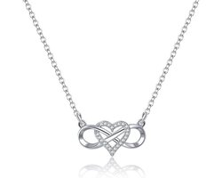 Zilveren Infinity Hart Ketting met Zirkoniahanger voor Dames en Meisjes