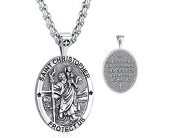 Zilveren ketting met kruis en Aartsengel Sint Michael - Miraculeuze medaille en Sint Benedictus - Sieraden voor mannen en vrouwen