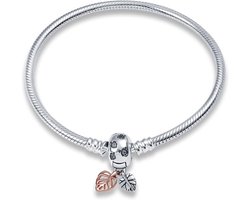 Zilveren Slangenketting Armband met Pandora-stijl Sluiting voor Europese Bedels