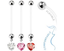 Zwangerschap Navelpiercing Hart Hanger Chirurgisch Staal Zilverkleurig