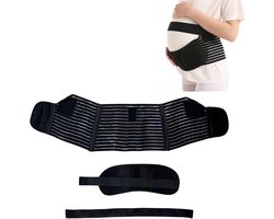 Zwangerschapsband voor Taille, Rug en Buik - Licht en Ademend - Zwangerschapsondersteuning - Buikriem - Gemiddelde Zwangerschap - Zwart - Maat L