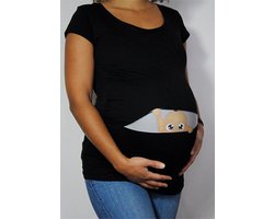 Zwangerschapsshirt Kiekeboe zwart, met unisex donkere baby (XL)