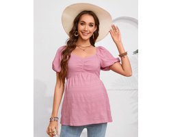 Zwangerschapsshirt Zomer Voedingsshirt Vrouwen Zwangerschapsshirt Korte Mouw Tops Zwangerschapstops Paars XXL