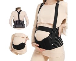 Zwangerschapssteungordelset met bretels, speciaal ontworpen voor zwangere vrouwen van het tweede tot het derde trimester, biedt comfortabele ondersteuning voor buik en rug - S