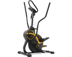 Hop-Sport Crosstrainer HS-450B Dynamic voor thuis met Bluetooth, console en tablet houder, met magnetisch remsysteem und 8 kg vliegwiel, 2in1 mix van elliptische trainer-en stepper-workout, tot 120 kg, Geel