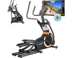 Skandika crosstrainer voor thuis Carbon P25-G - inklapbare crosstrainer, zeer stil, met generator – verbruikt geen stroom, 32 niveaus, compatibel met Kinomap-app, compact, cardio, elliptische trainer tot 150 kg