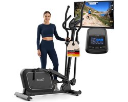 Skandika crosstrainer voor thuis Fint P8-R - Stille hometrainer, 32 standen, 22 programma’s, tot 120 kg, compatibel met Kinomap app, 8 kg vliegwiel, elliptische trainer | Ellips crosstrainer fitness sport