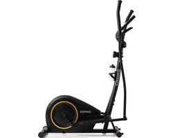 ZIPRO Burn Gold Magnetische Crosstrainer, Hartslagsensoren, Gemakkelijk te transporteren, Antislippedalen, Flessenhouder, Homegym, Stabiele structuur, Max. gebruikersgewicht 120 kg, zwart en goud