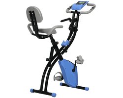 2-in-1 Opvouwbare Hometrainer - X-Bike met 8 Weerstandsniveaus - Vliegwiel 2,5KG - met 2 Weerstandsbanden - LCD Scherm - Hartslagmeter - Verstelbare Zitting - Fietstrainer - Fitnessfiets - Blauw