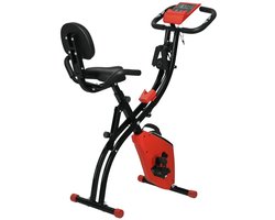 2-in-1 Opvouwbare Hometrainer - X-Bike met 8 Weerstandsniveaus - Vliegwiel 2,5KG - met 2 Weerstandsbanden - LCD Scherm - Hartslagmeter - Verstelbare Zitting - Fietstrainer - Fitnessfiets - Rood