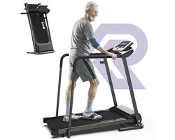 2-in-1 opvouwbare loopband met leuning - fitnessapparaat voor senioren met hartslagbewaking