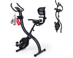 Christopeit opvouwbare hometrainer Velo Fit - fitnessfiets met rugleuning – stille magnetische weerstand, 14 niveaus, ergonomisch verstelbaar zadel, handpulssensoren, hometrainer tot 120 kg
