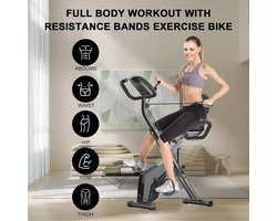 CS® hometrainer fiets - hometrainer opvouwbaar- Met Rugleuning - Incl. extra Weerstandsbanden- 8 weerstanden standen- Hartslagfunctie en transportwielen- Digitaal display- max 150 kg- hometrainers