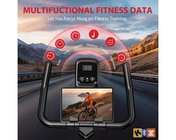 Exercise Bike - Indoor Cycling - Stille Fitnessoefeningen Met App LCD & Tablet Houder - 1 - Zwart
