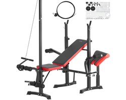 Fitnessbank – Gewichtbank – Trainingsbank – Krachtbank – Sit-up bank – Verstelbare Rugleuning – Industrieel Staal Met Antislipvoet – Comfortabele Foamkussens