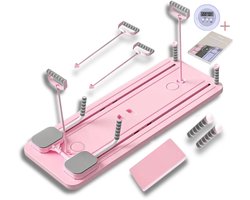 Hedge® Pilates Board - Deluxe Pilates Board - Pilates Reformer - Buikspiertrainer - Opvouwbare Pilates Set - Home Workout - Multi-functioneel Fitness Board - Hyrox - Incl. NL Handleiding en Weerstandsbanden - Roze