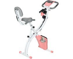 HOMCOM-Heimtrainer-Stahl, ABS-105cm x 48cm x 118cm-Rosa+Weiß