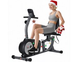 HOMCOM Magnetische Hometrainer Stalen buis, ABS 122-137L x 62B x 103H cm Grijs+Zwart+Zilver