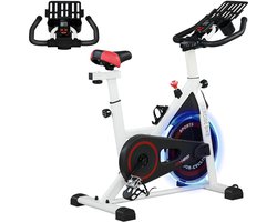 HOMCOM Spinning Fitnessfiets Staal, ABS 103L x 53B x 100-114H cm Wit+Zwart