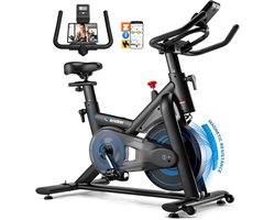 Hometrainer - App-gestuurde ergometer - Stille spinningfiets met magnetische weerstand voor cardiotraining thuis - 1 stuk - Zwart