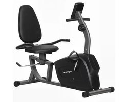 Hometrainer - Magnetische Ligfiets - Verstelbare Weerstand - LCD Scherm - Verstelbare Zitting - Hartslagsensoren - Max. Gebruikersgewicht 135 kg - Fietstrainer - Fitnessfiets - Zwart