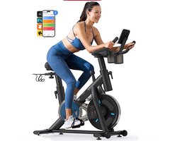 Hometrainer - Spinningfiets - Fitness Fiets - Indoorfiets - Led Display - Stationaire Fiets - Stationaire Fiets - en App - Verstelbaar Zadel - 270 kg Maximale Draagkracht