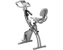 Hometrainer - Spinningfiets - Hometrainers - Indoorfietsen - Indoorfiets - 2-in-1 Fitness Fiets - 8 Niveaus - LCD Display - Opvouwbare - Verstelbaar Zadel - met Rugleuning - 120kg Draagkracht - Fiets - voor Cardio Training - Grijs