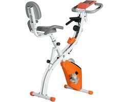Hometrainer - Spinningfiets - Hometrainers - Indoorfietsen - Indoorfiets - 2-in-1 Fitness Fiets - 8 Niveaus - LCD Display - Opvouwbare - Verstelbaar Zadel - met Rugleuning - 120kg Draagkracht - Fiets - voor Cardio Training - Oranje