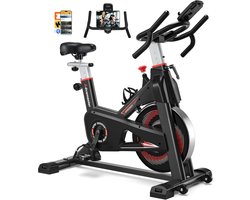 Hometrainer – Stille Stationaire Fiets met Smart App, Verstelbare Weerstand, LCD-display, Tablet Houder & Draagvermogen tot 160 kg (350 lbs)