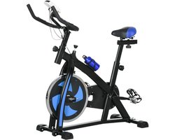 Hometrainer - Vliegwiel 8KG - LCD Scherm - Stil - Hoogteverstelbare - Verstelbare Zitting en Weerstand - Hartslagsensoren - Max. Gebruikersgewicht 120 kg - Fietstrainer - Fitnessfiets - Blauw