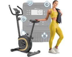 Hop-Sport Hometrainer HS-015H – Compacte Ergometer met 8 Weerstandsniveaus, Polssensoren & Trainingscomputer (Goud)