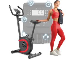 Hop-Sport Hometrainer HS-015H – Compacte Ergometer met 8 Weerstandsniveaus, Polssensoren & Trainingscomputer (Rood)