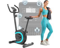 Hop-Sport Hometrainer HS-015H – Compacte Fitnessfiets voor Senioren en Thuisgebruik, Ergometer met Polssensoren, 8 Weerstandsniveaus, Trainingscomputer en Antislip Pedalen – Ruimtebesparend en Stil – Turkoois