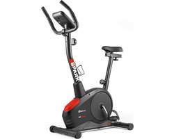 Hop-Sport Hometrainer HS-2080 – Magnetische Fitnessergometer met Hartslagsensoren & Trainingscomputer (Zwart-Rood)