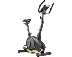 Hop-Sport Hometrainer HS-2080 Spark – Magnetische Fitnessergometer met Hartslagsensoren & Trainingscomputer (Zwart-Goud)