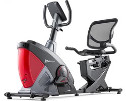 Hop-Sport HS-070L Fiets-ergometer, Bluetooth & App-besturing, 12 Trainingsprogramma's, 32 Weerstandsniveaus, Zit-ergometer - Max. Gebruikersgewicht 150 kg, Rood
