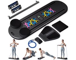 Jari Multifunctioneel Pilates Reformer & Fitness Board – 10 in 1 bord voor thuisgebruik – Full Body Workout – Inclusief Stang, Ab Roller & Weerstandsbanden