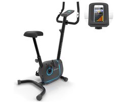 Klarfit Myon Cycle Heimtrainer Fahrrad Ergometer Fahrrad met 12 kg Schwungmasse, Hometrainer met Pulsmesser, 8 stufiger Widerstand, Rahmenantrieb met SilentBelt, Tablethalterung, schwarz – geschikt voor thuisfitness en sportschoolgebruik, duurzame co