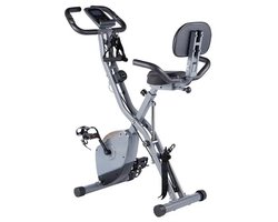 Opvouwbare Hometrainer met Rugleuning - 16 Magnetische Weerstandsniveaus – Compact Fitnessapparaat voor Thuis - LCD-display - Weerstandsriemen - 160 kg Draagvermogen – Ideaal voor Cardio- en Spiertraining, Stil en Ruimtebesparend