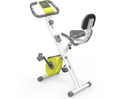 Opvouwbare hometrainer - X-bike met 8 niveaus magnetische weerstand - vliegwiel 2,5KG - multifunctioneel LCD-scherm - verstelbare zitting - tablethouder - groen en wit