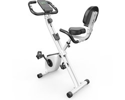 Opvouwbare hometrainer - X-bike met 8 niveaus van magnetische weerstand - vliegwiel 2,5KG - multifunctioneel LCD-scherm - verstelbare zitting - tablethouder - zwart-wit