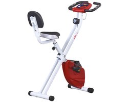 Opvouwbare Magnetische Hometrainer - 8 Verstelbare Weerstandsniveaus - LCD Scherm - Verstelbare Zitting - Hartslagsensoren - Max. Gebruikersgewicht 110 kg - Fietstrainer - Fitnessfiets - Rood+Wit