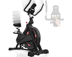 Physionics® Hometrainer, met display, ergometer, vliegwiel van 8 kg, zadel, stuur en weerstand verstelbaar – hometrainer, fitness, binnen, cardio, fiets, stil