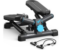 QPFO® Mini stepper met weerstandsbanden en monitor - compacte hometrainer voor cardio en fitness tot 150 kg