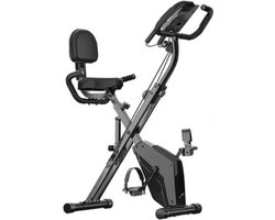 Rustive Hometrainer - Fitness - Home Gym - Opvouwbare Fiets - 8 Weerstanden - Met Hartslagsensoren - Indoor Cycling - Wit