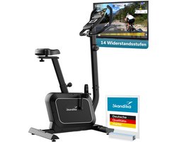Skandika hometrainer ergometer Cykling P8-HM - Hometrainer fiets voor thuis, 14 weerstandsniveaus, app-compatibel met Kinomap, handpulssensoren, tablethouder | Indoor fiets tot 120 kg