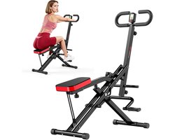 Squat Machine - Fitnessapparaat Hometrainer - Full Body Workout - Opvouwbaar en Ruimtebesparend - 87x58x110 cm - Zwart Rood