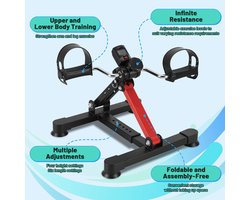 Stoelfiets - Bureaufiets - Hometrainer - Deskbike - Beentrainer – Pedaaltrainer - Fietstrainer - Bewegingstrainer - Mini hometrainer - zwartrood
