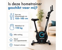 URBOGYM BAY BLUE Hometrainer - Magnetische Fitnessfiets - 8 Weerstandsniveaus - Vliegwiel 3 kg - Max. 110 kg - Blauw